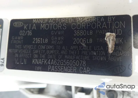 2016 Kia Forte Lx from USA, damaged, VIN KNAFK4A62G5605078
